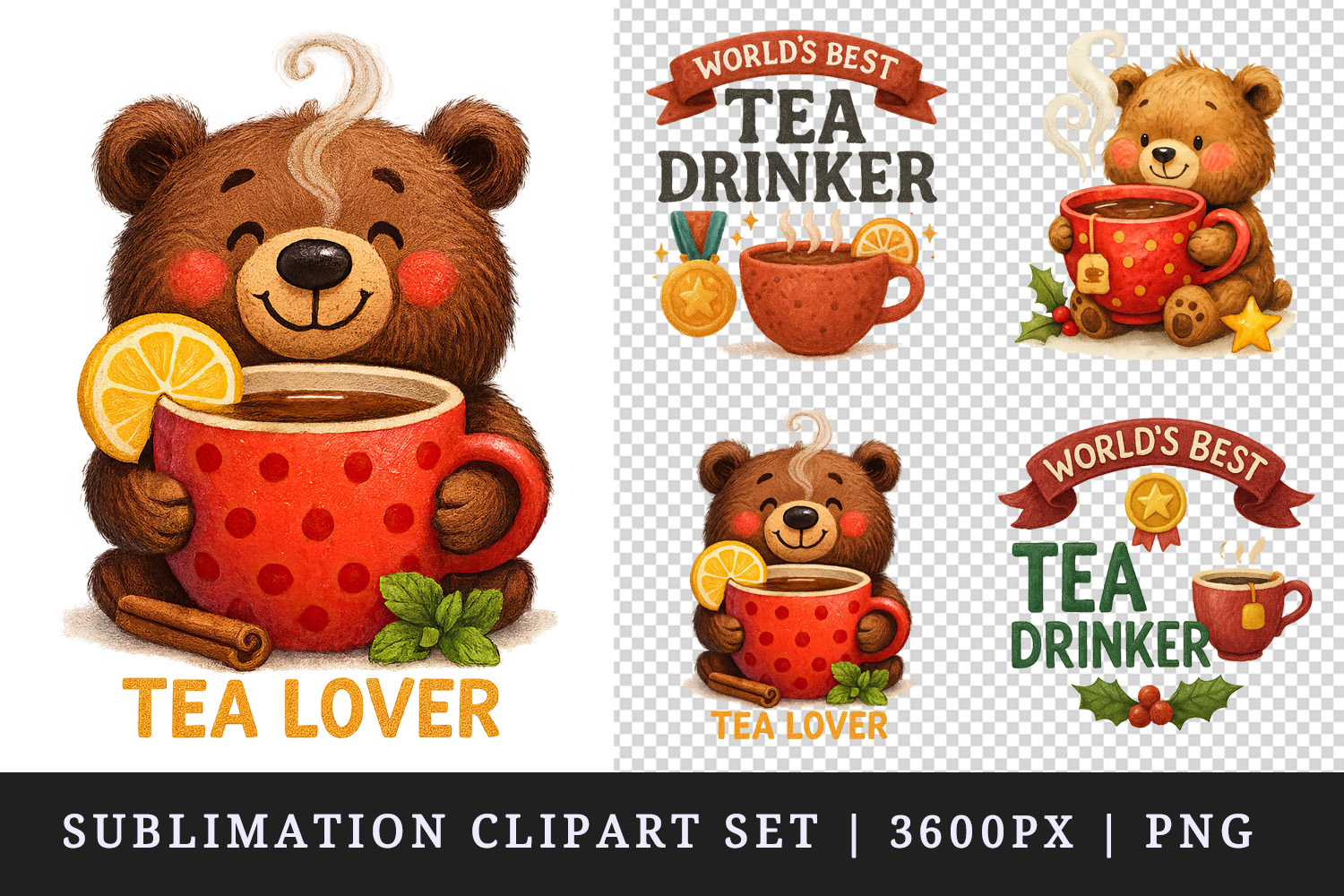 Tea Lover clipart printable sublimation design png product image 1