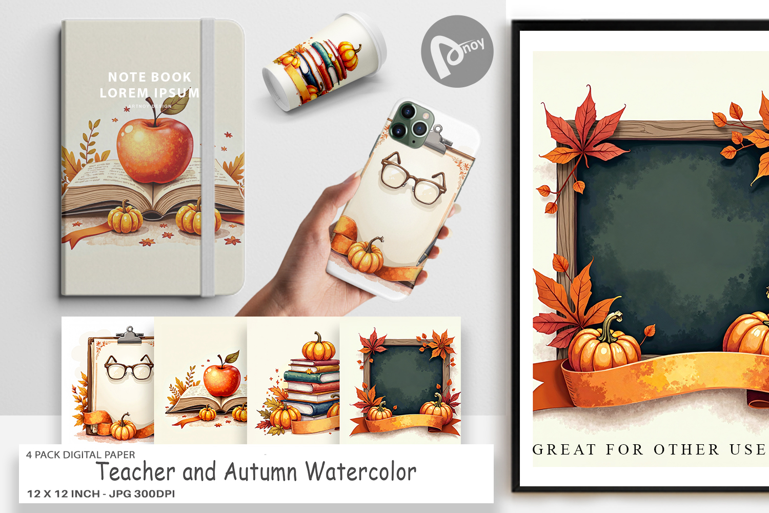 Teacher and Autumn Digital Paper product image 1