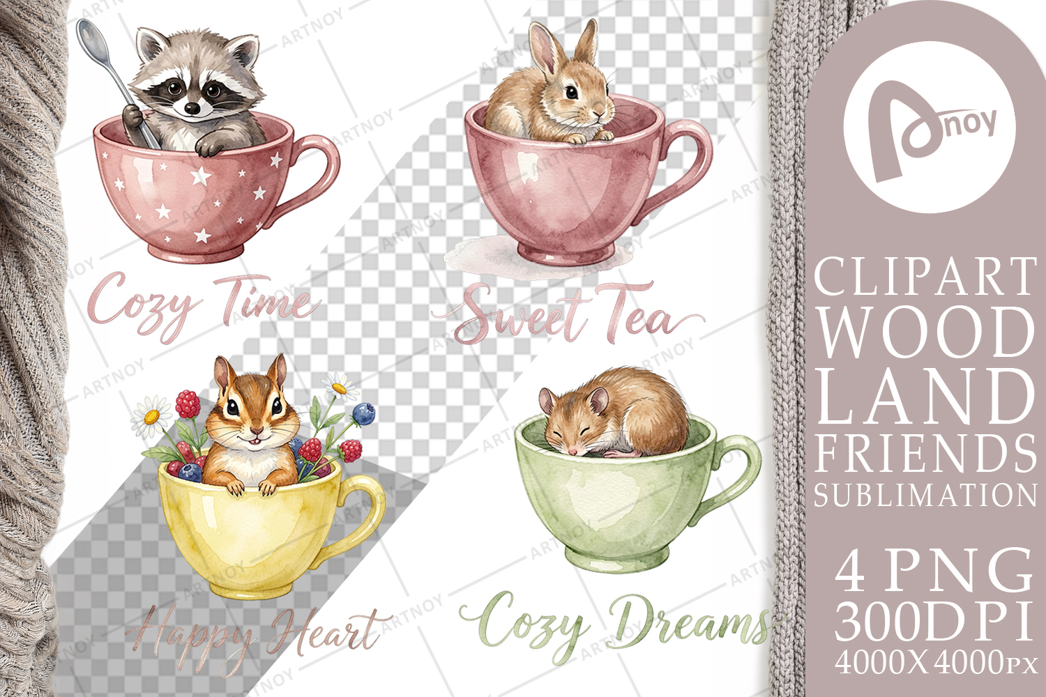 Teacup Woodland Creature Sublimation product image 1