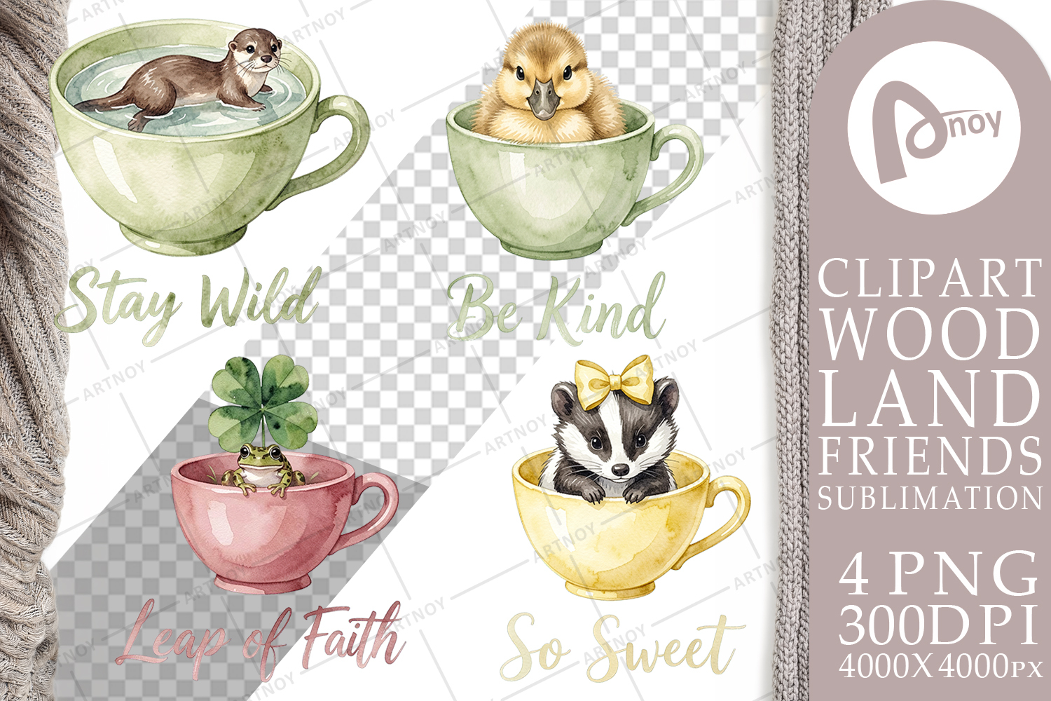 Teacup Woodland Creature Sublimation product image 1