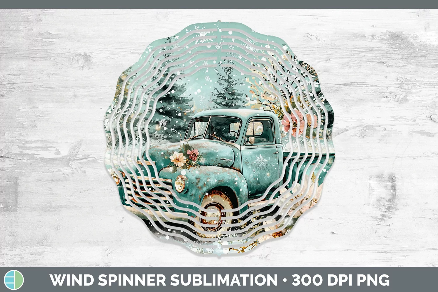 GorgeousTeal Christmas Wind Spinner design.