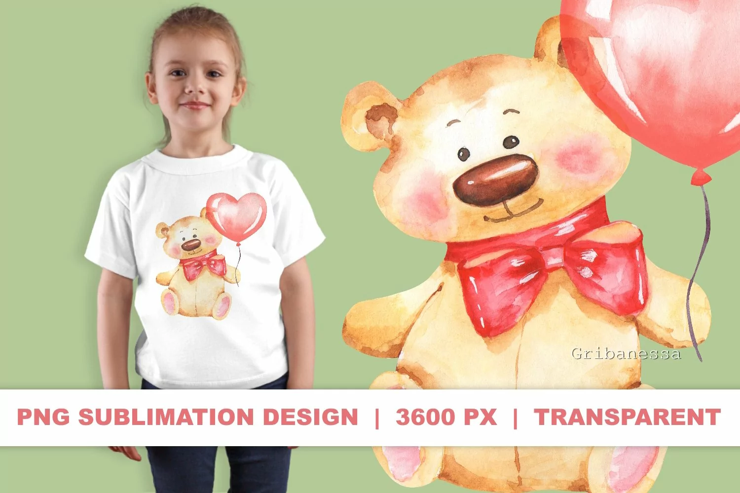 Teddy bear PNG Sublimation. Valentines day product image 1
