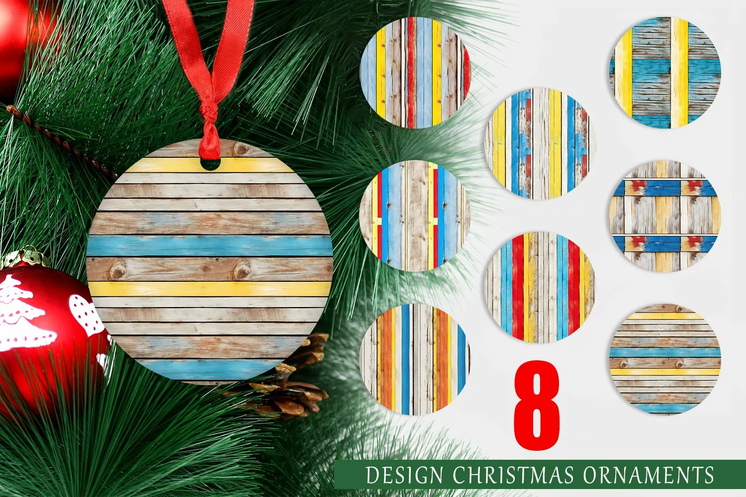 Vintage Wood Boards Christmas Ornaments product image 1