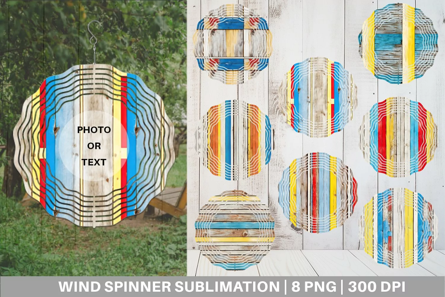 Vintage Wood Boards Wind Spinner | Sublimation Spinner Desig product image 1