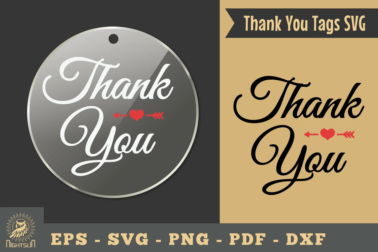 Thank You Heart, Thank You Tags SVG product image 1