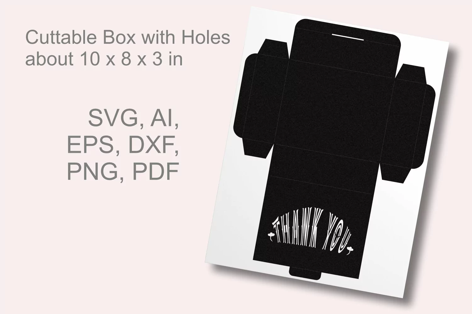 Thank you Vintage Style Letters Rectangular Gift Box SVG