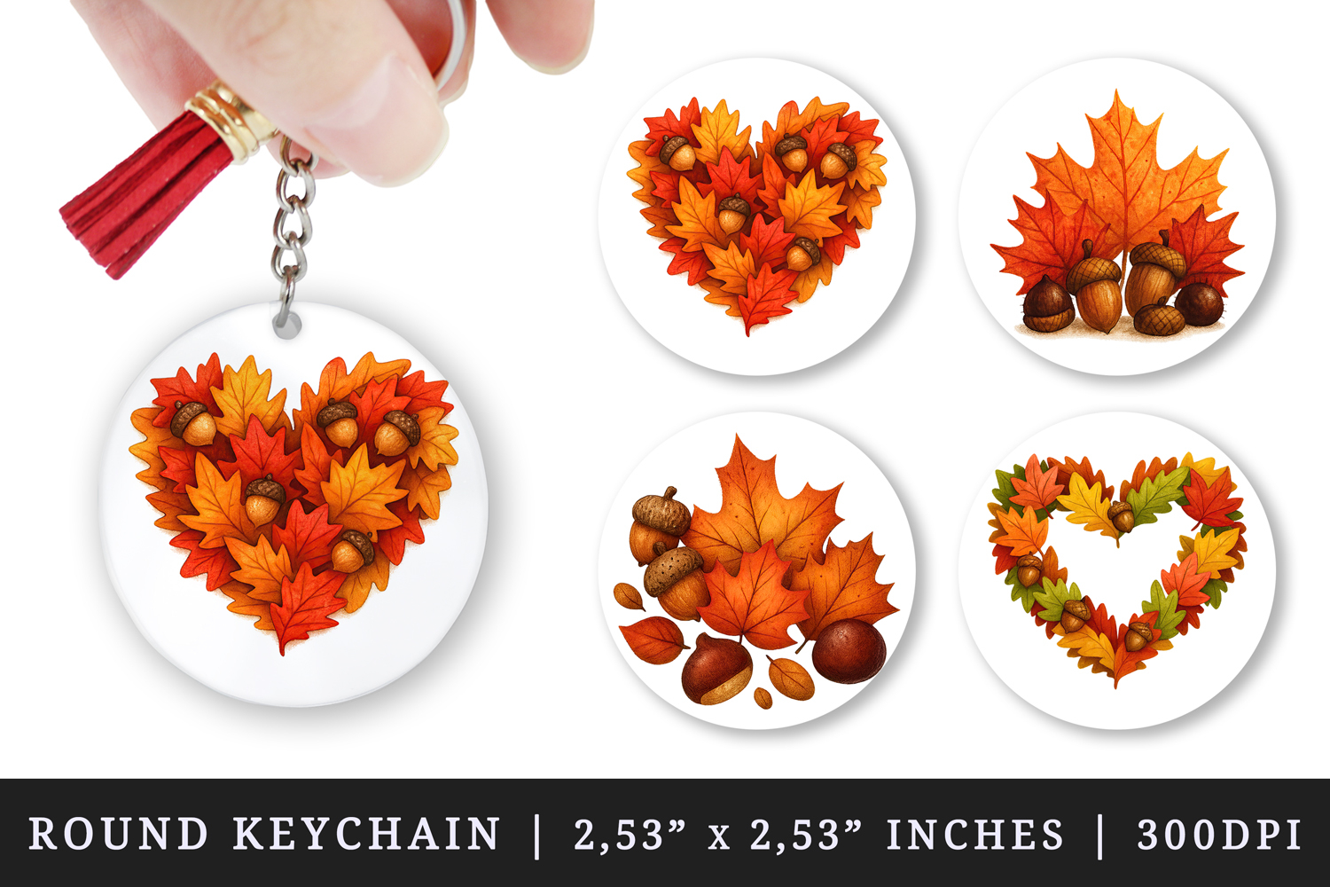 Thanksgiving round keychain pintable sublimation design png product image 1