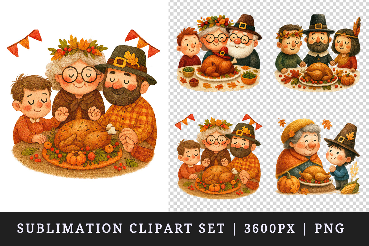 Thanksgiving clipart printable sublimation design png product image 1