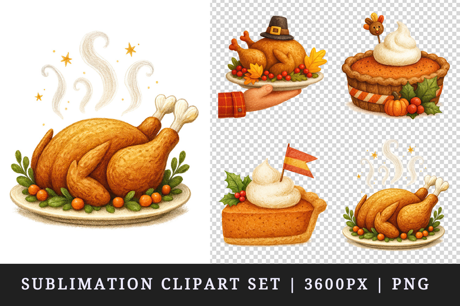 Thanksgiving clipart printable sublimation design png product image 1