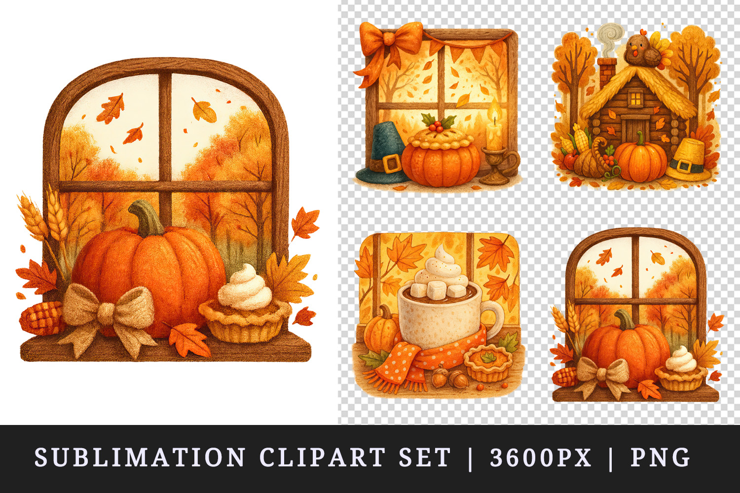 Thanksgiving clipart printable sublimation design png product image 1