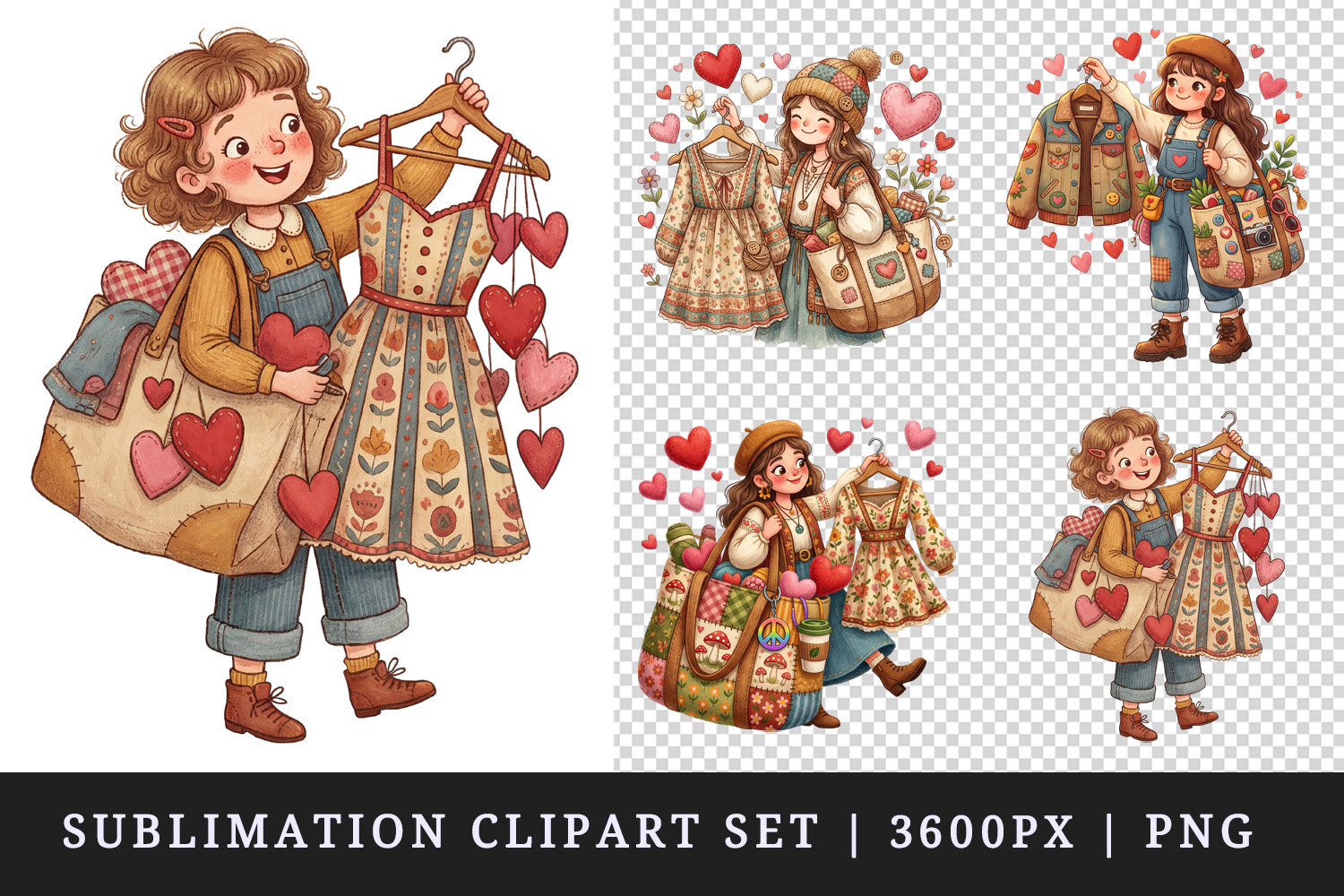 Thrifting clipart printable sublimation design png product image 1