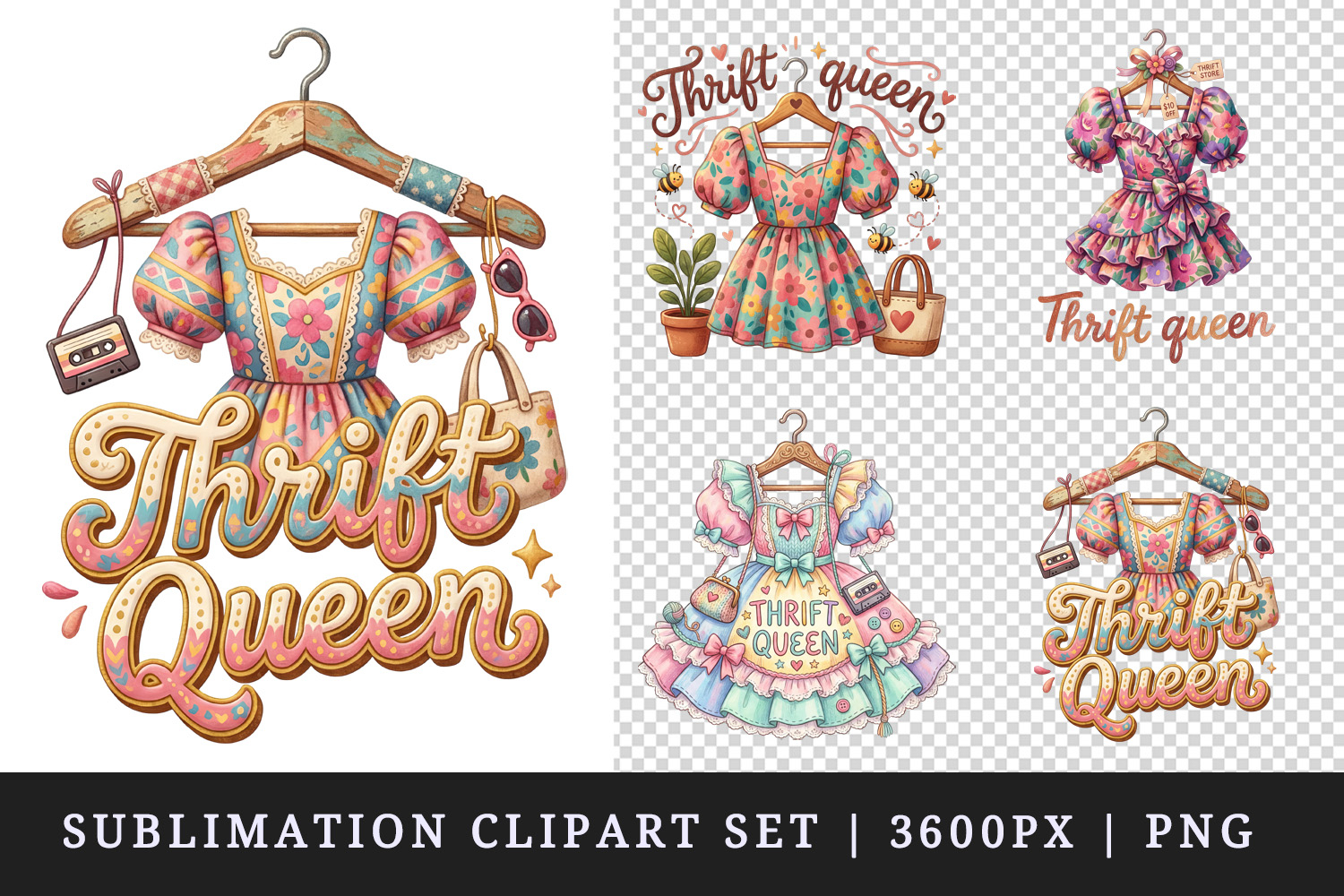 Thrifting clipart printable sublimation design png product image 1
