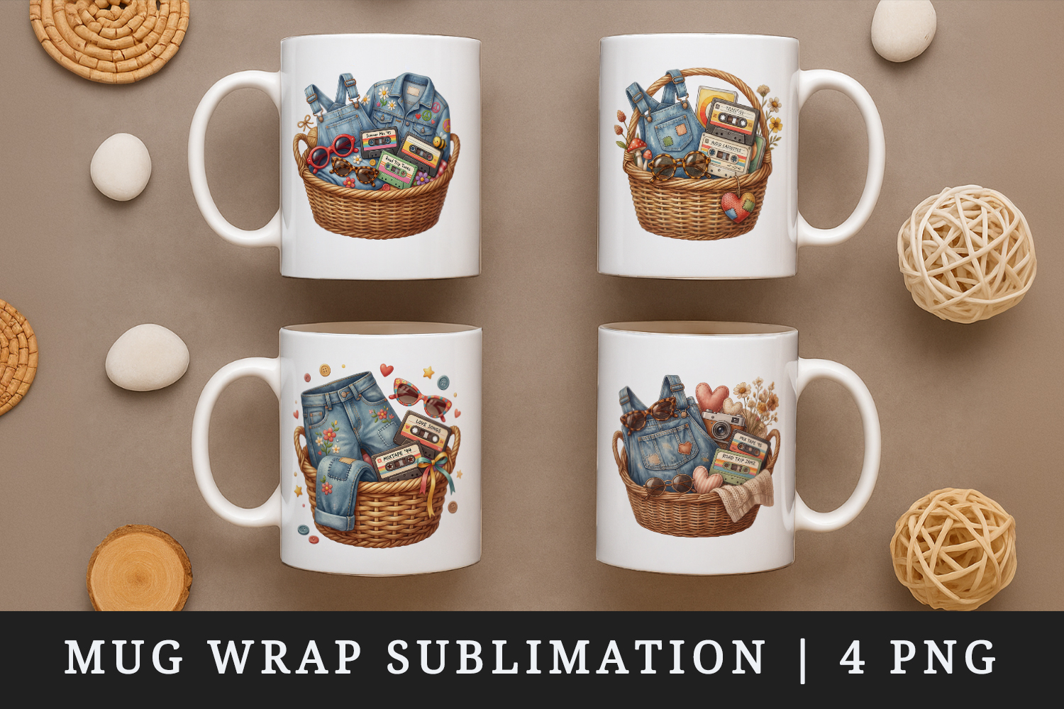 Thrifting mug wrap printable sublimation design product image 1