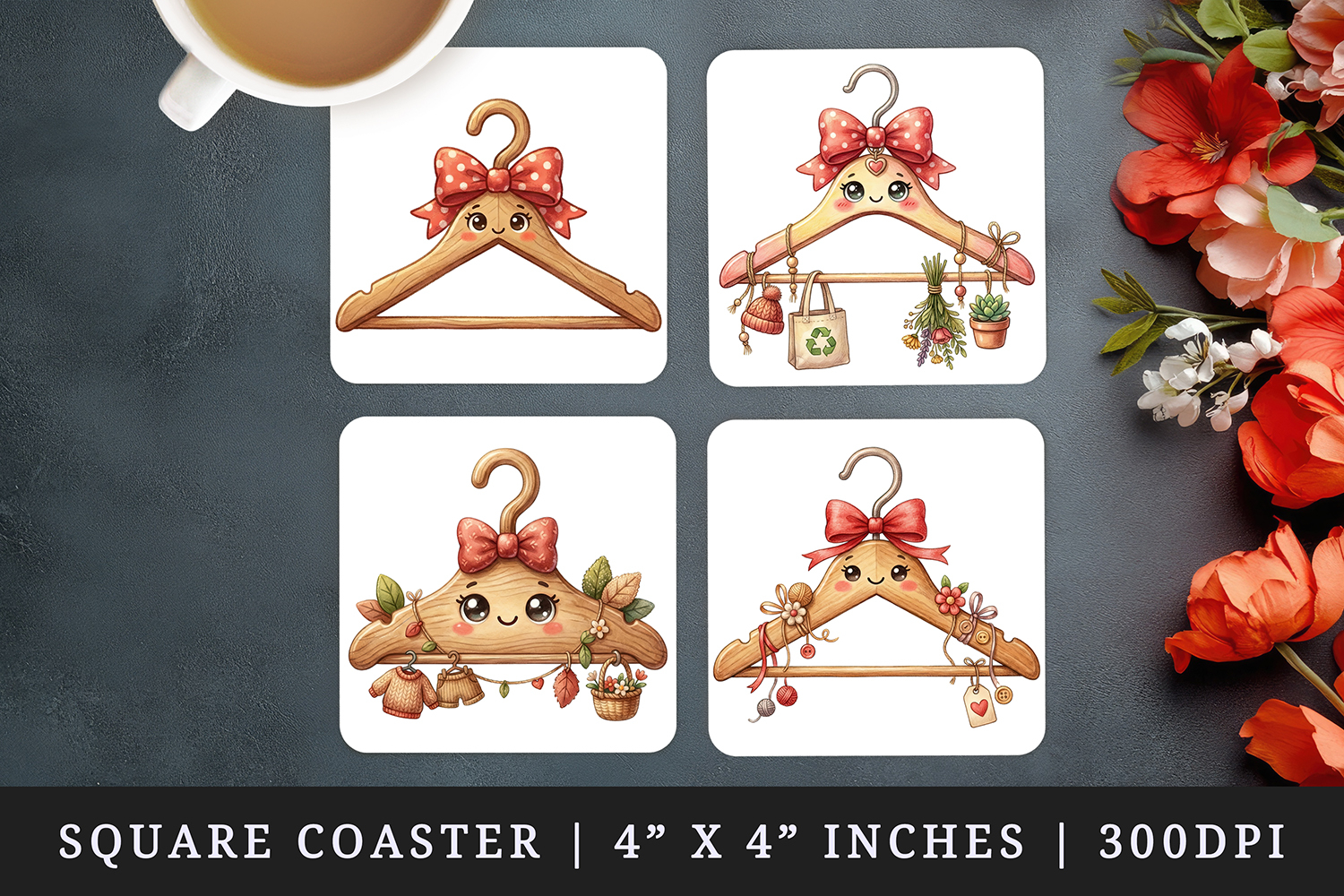Thrifting square coaster sublimation, coasters design product image 1
