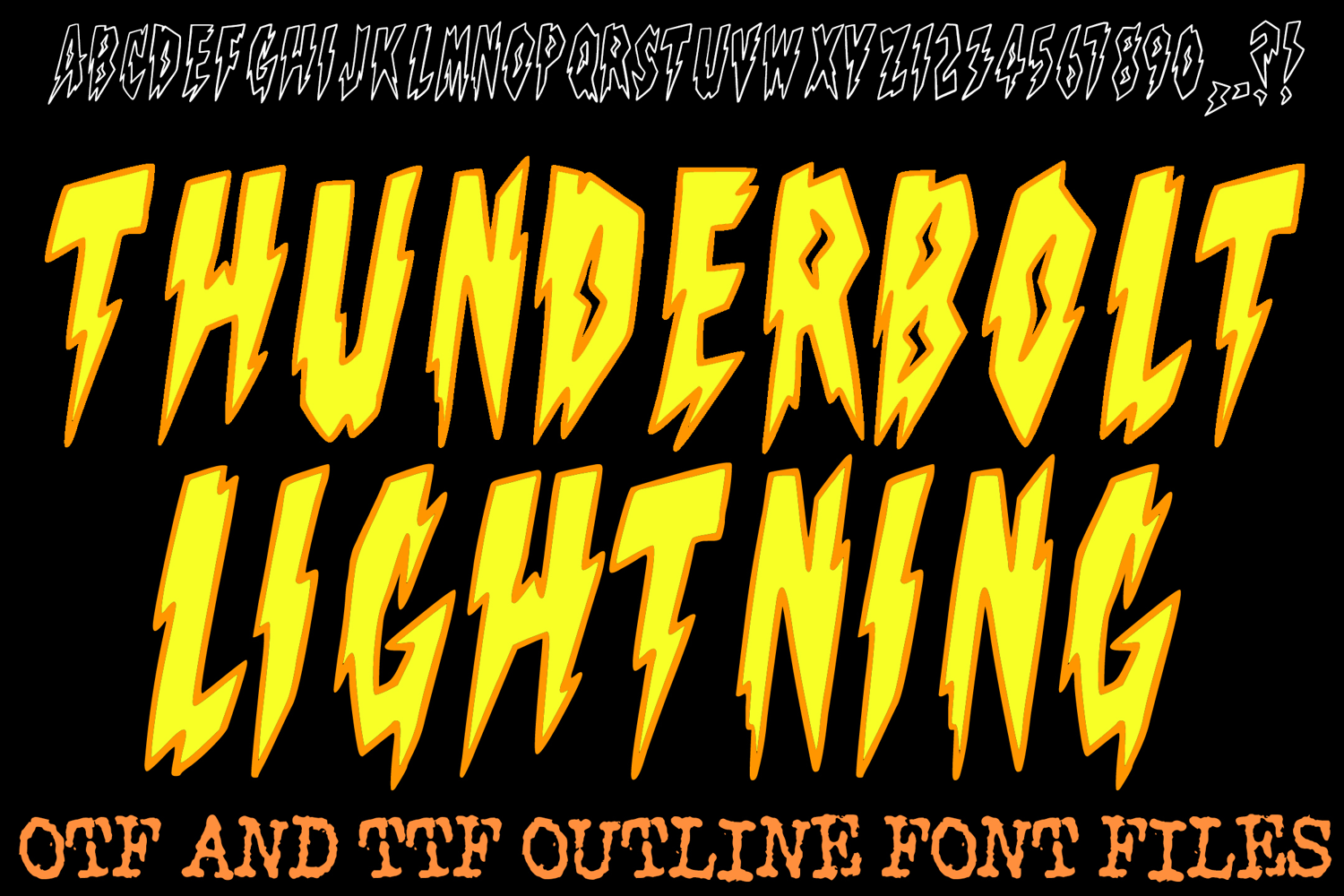 Thunderbolt Lightning Lettering ABC Electric Font Typeface Alphabet OTF by Squeeb Creative