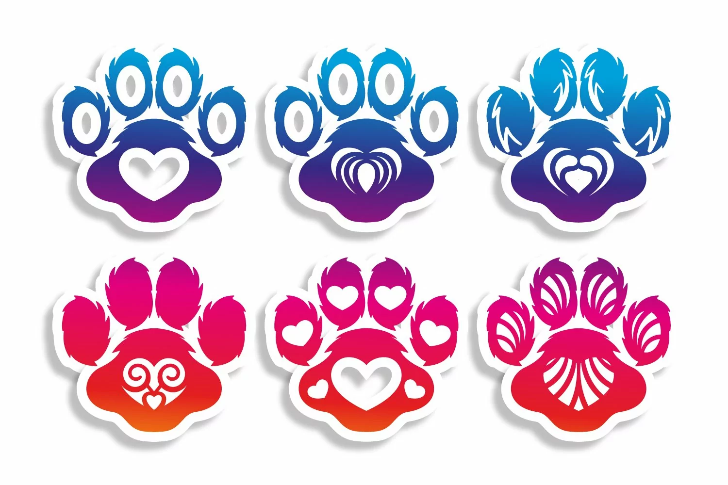 Papercut Tiger Paw SVG | Heart inside Animal Paws product image 1
