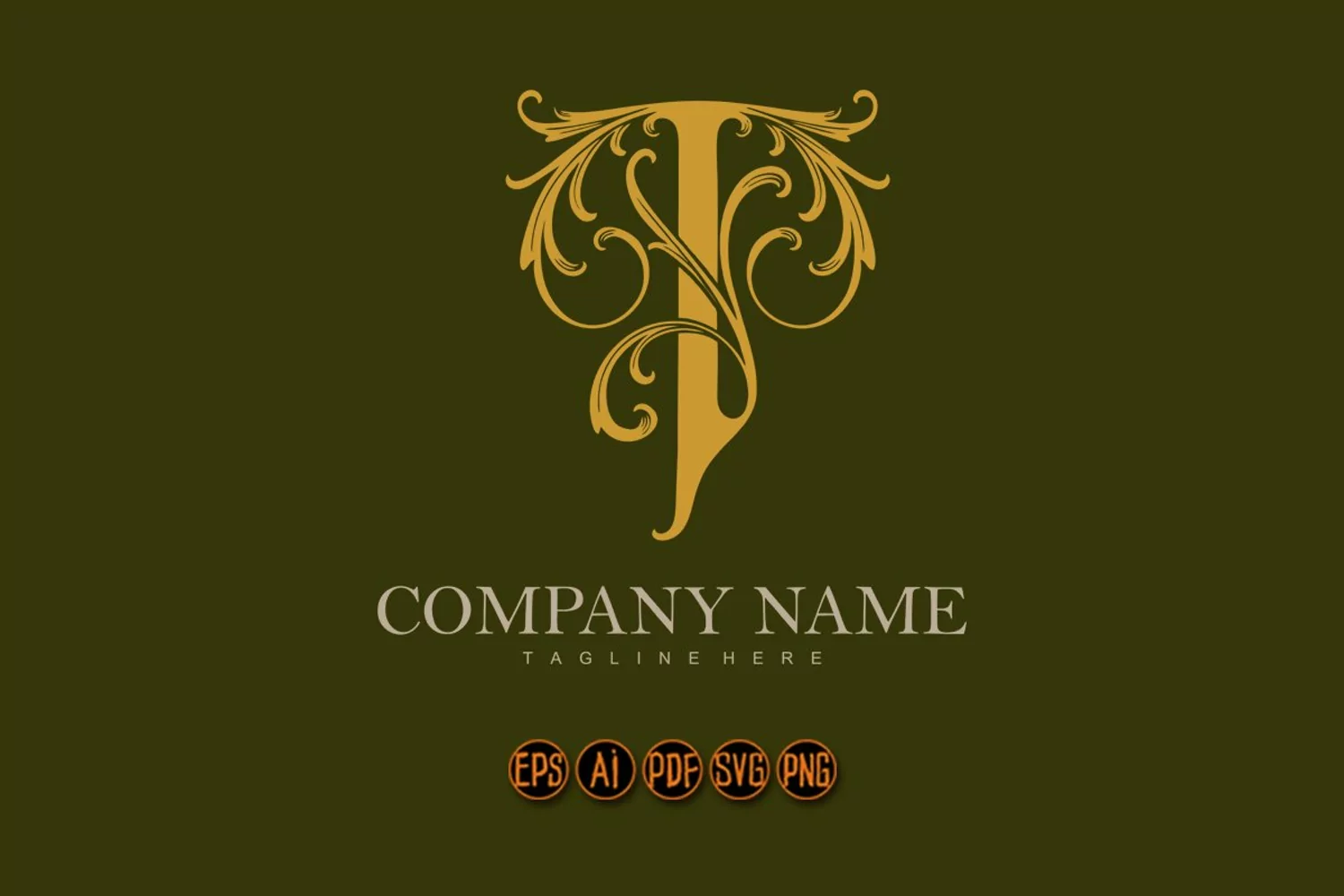 Timeless elegance vintage gold T monogram letter logo product image 1