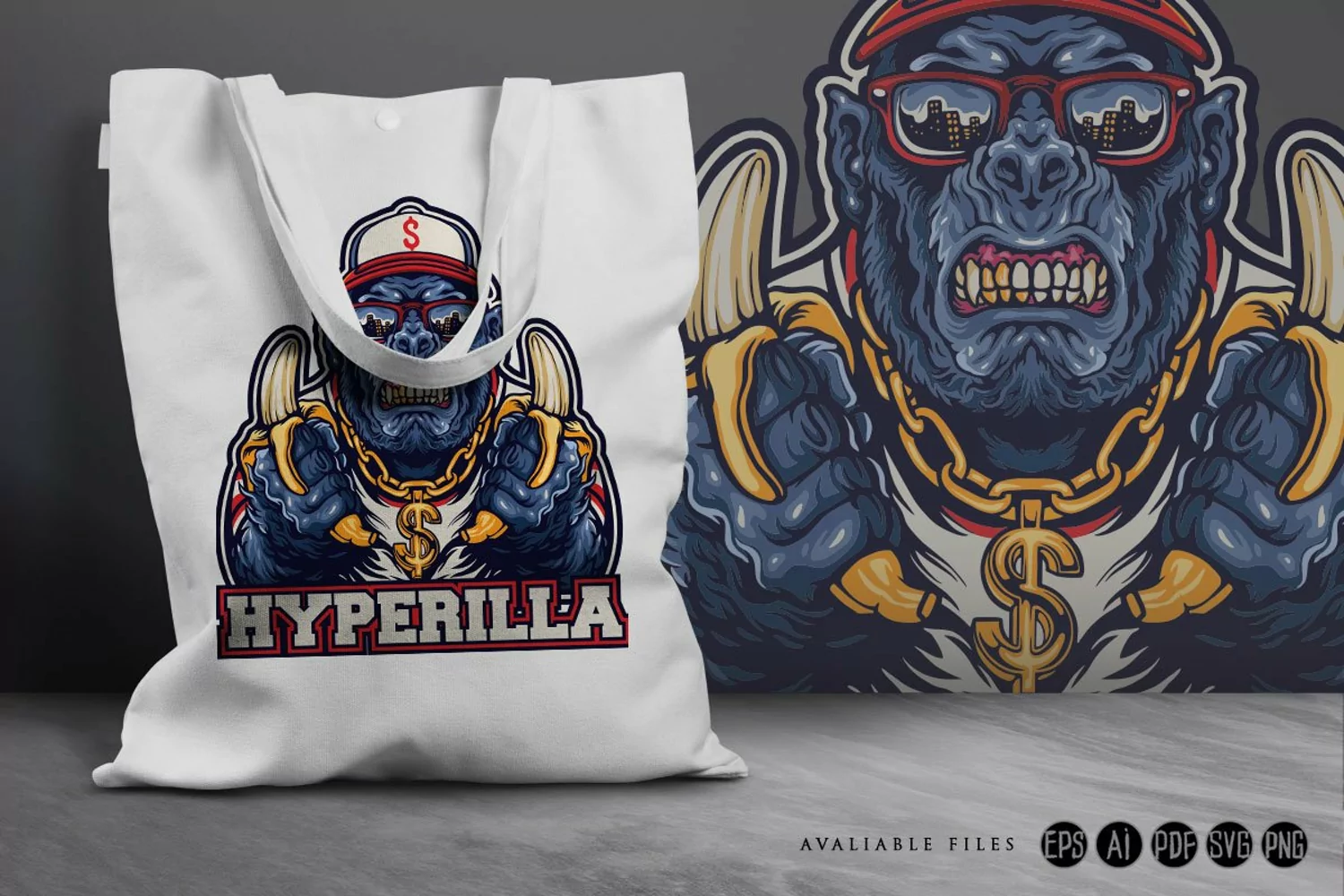 Gorilla Hype Beast With Bananas Character SVG Illustrations product image 1