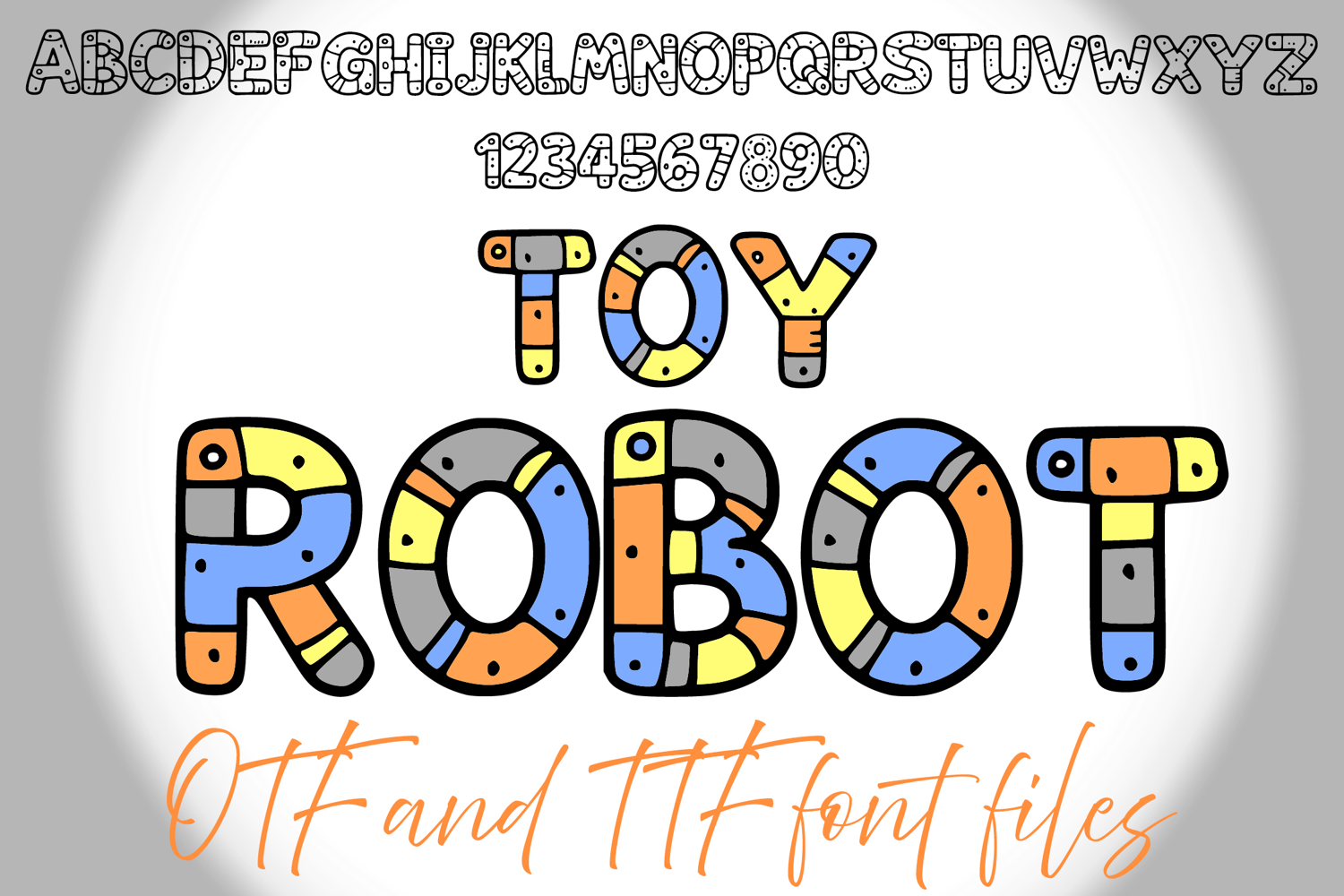 Toy Robot Lettering ABC Text Font Alphabet OTF Type Illustration by Squeeb Creative