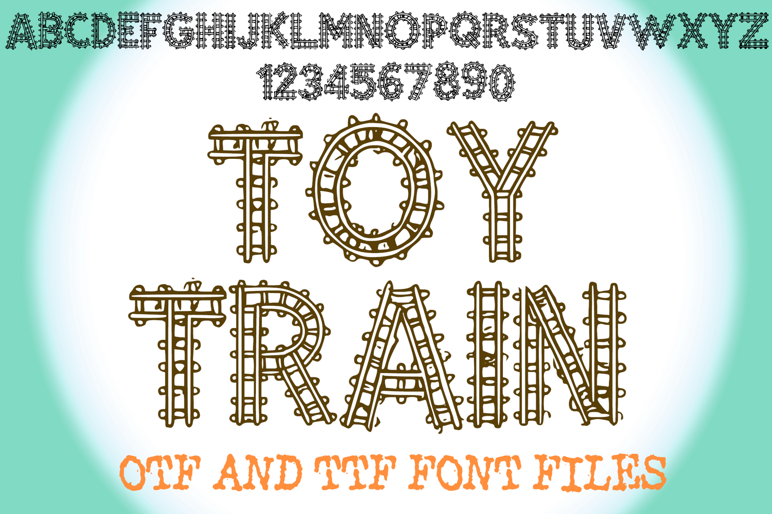 Toy Train Tracks Lettering ABC Text Font Alphabet OTF Type Illustration by Squeeb Creative