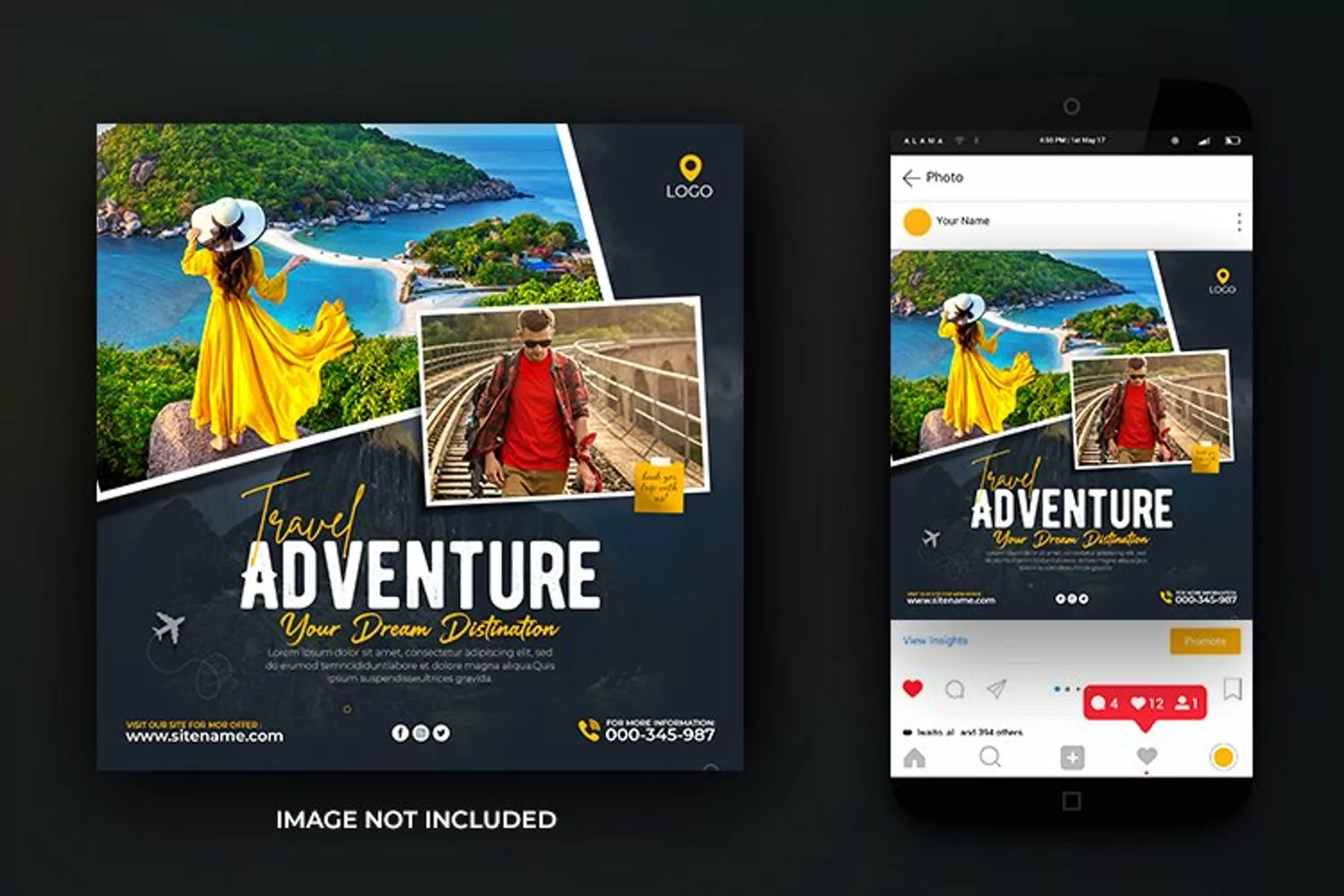 Travel Adventure the World Social Media Post Design Template product image 1