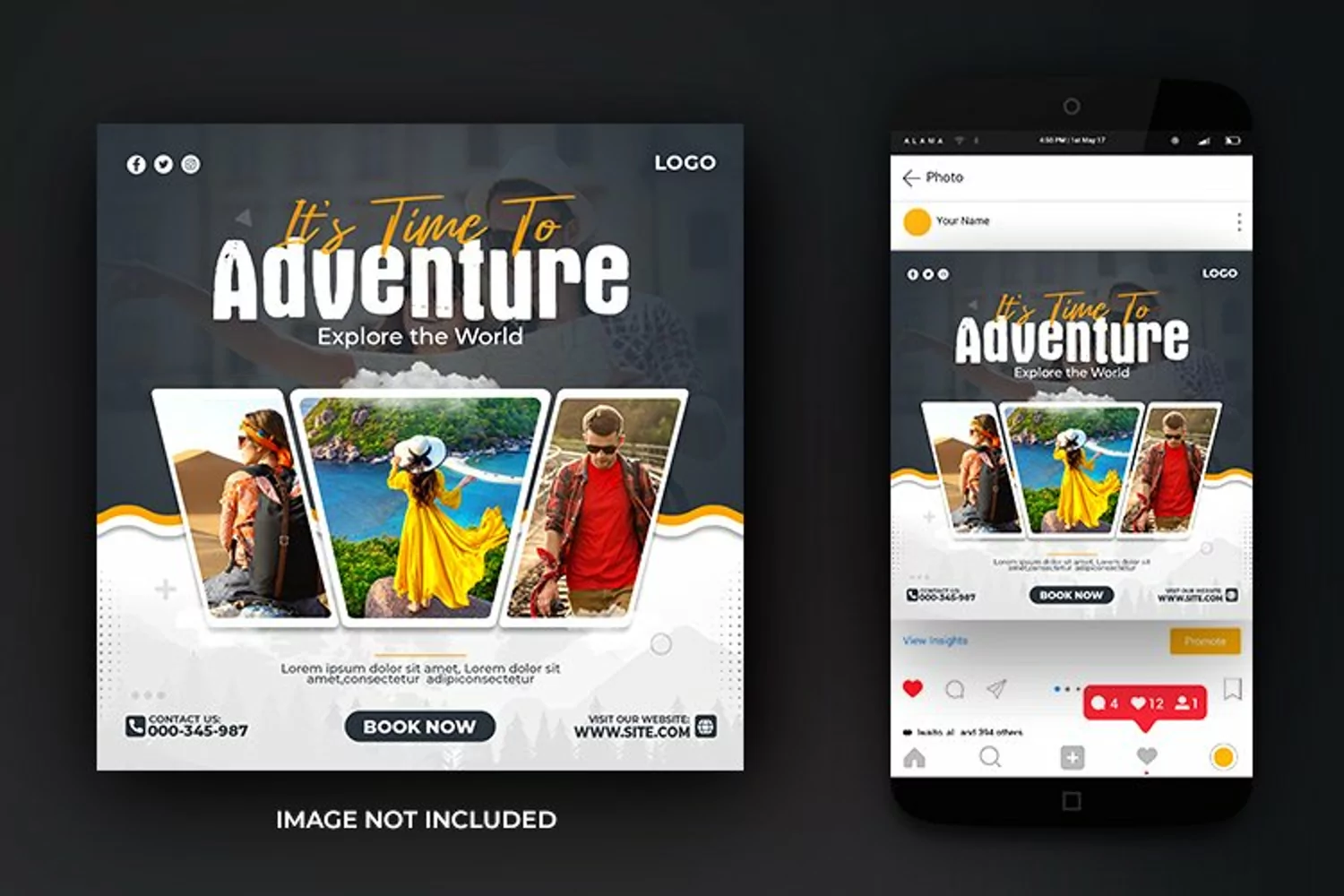 Travel and Tour Adventure Holiday Social Media Post Template product image 1