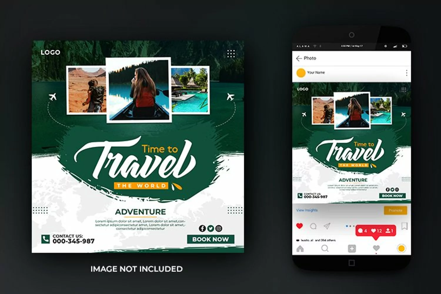 Travel and Tours and Adventure Social Media Design Template product image 1