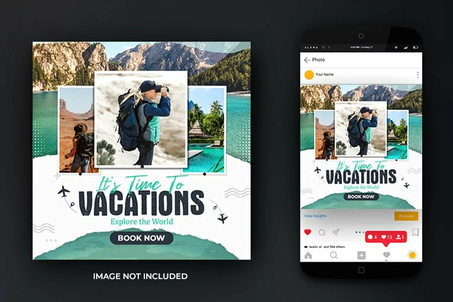 Travel and Tours and Adventure Post or Flyer Design Template product image 1