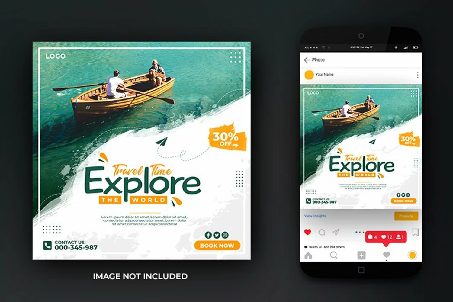Travel and Tours Dream Social Media Post Design Template product image 1