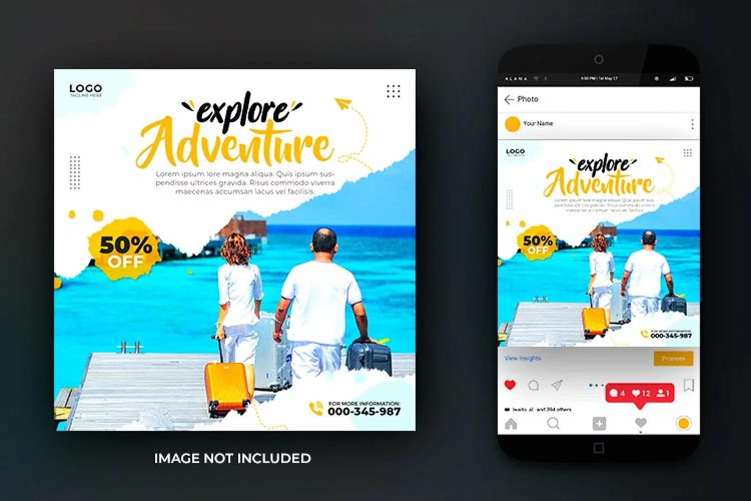 Travel and Tour Explore Adventure Social Media Post Template product image 1