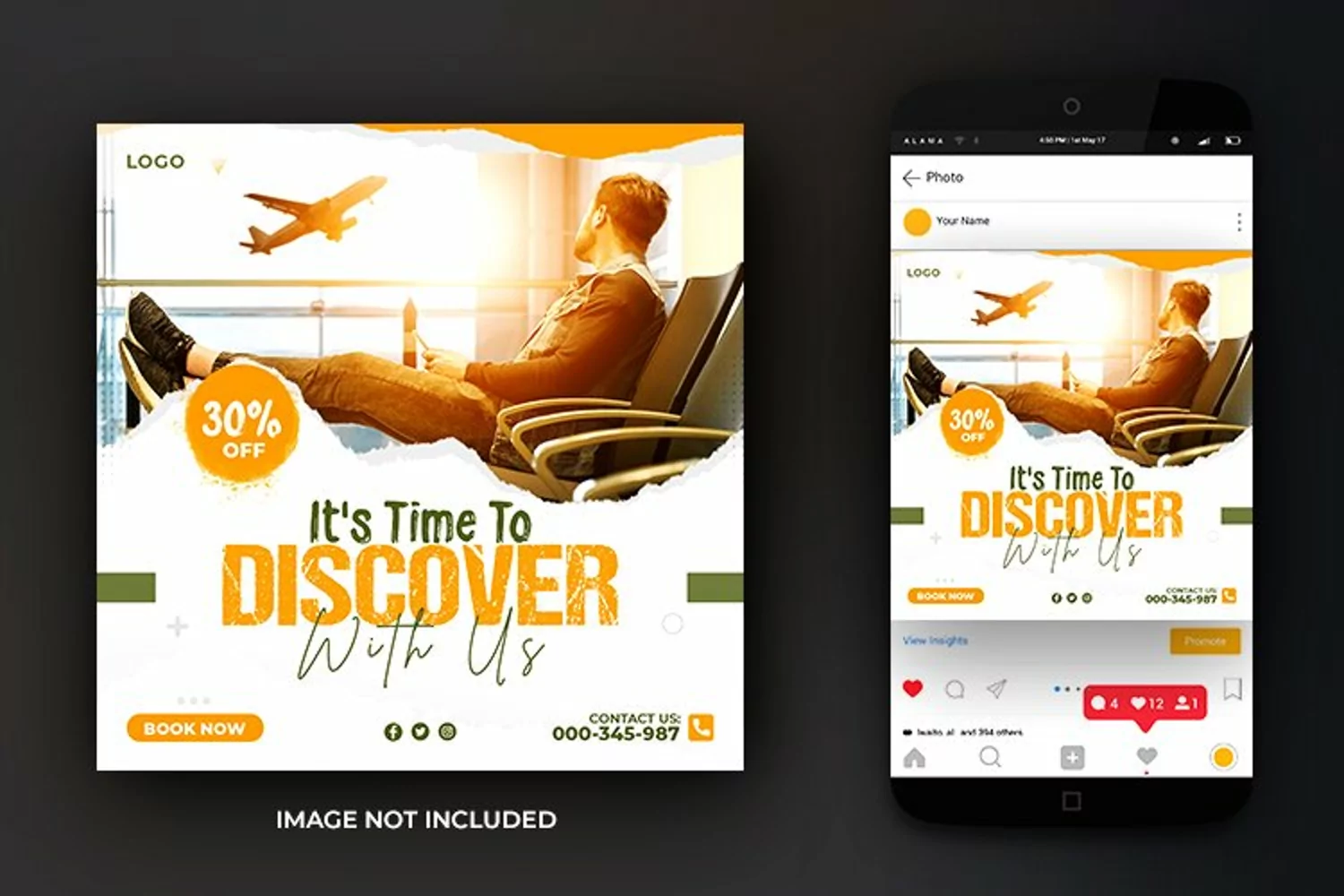 Travel and Tours Discover Social Media Post Design Template product image 1