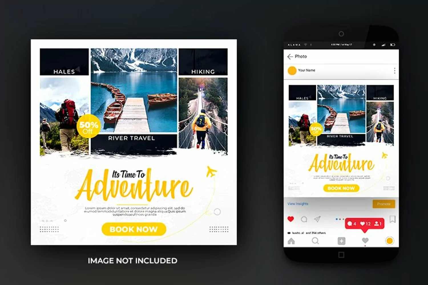 World Tour and Adventure Social Media Post Design Template product image 1