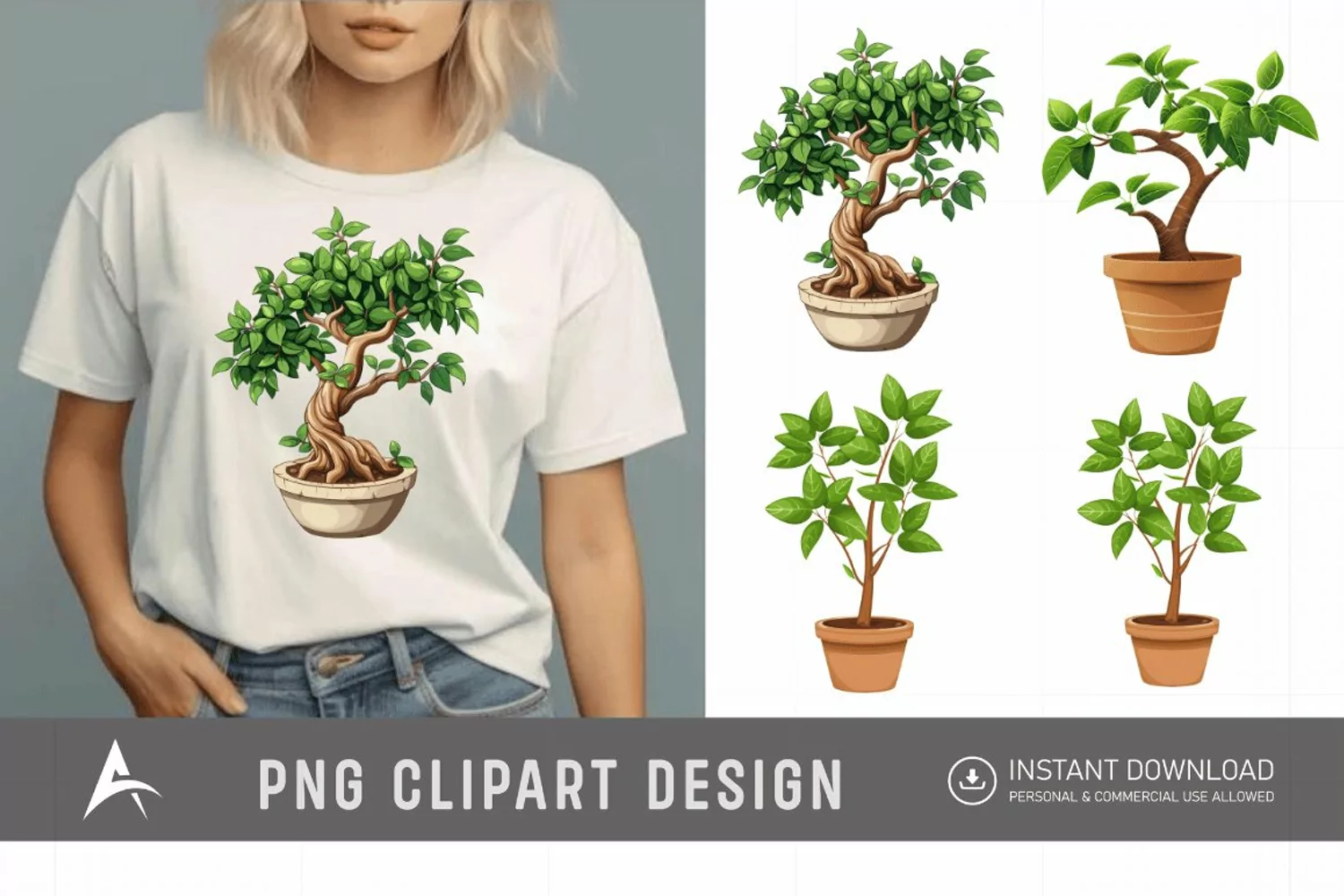 Watercolor Tree Pot Clipart product image 1