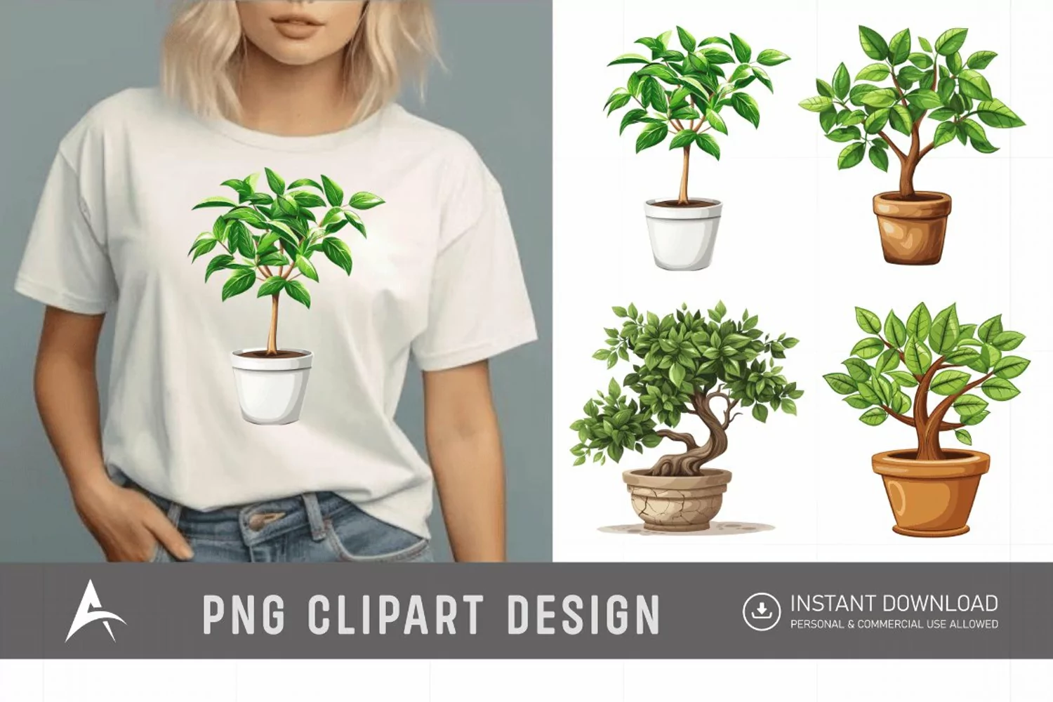 Watercolor Tree Pot Clipart product image 1
