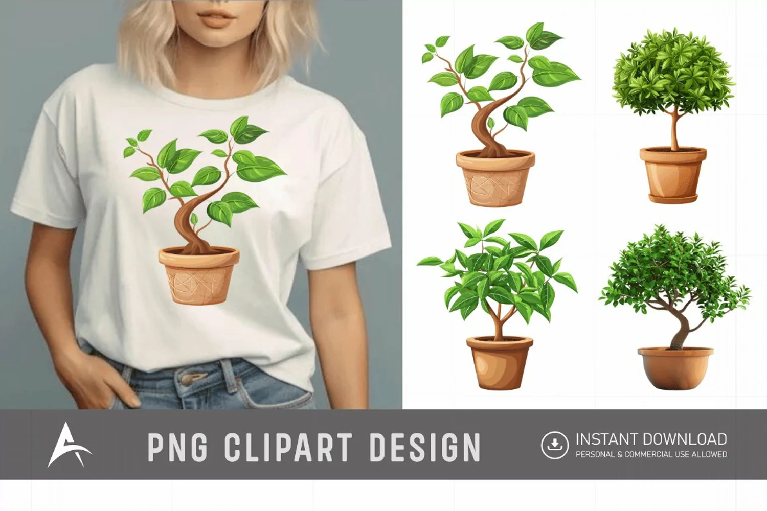 Watercolor Tree Pot Clipart product image 1