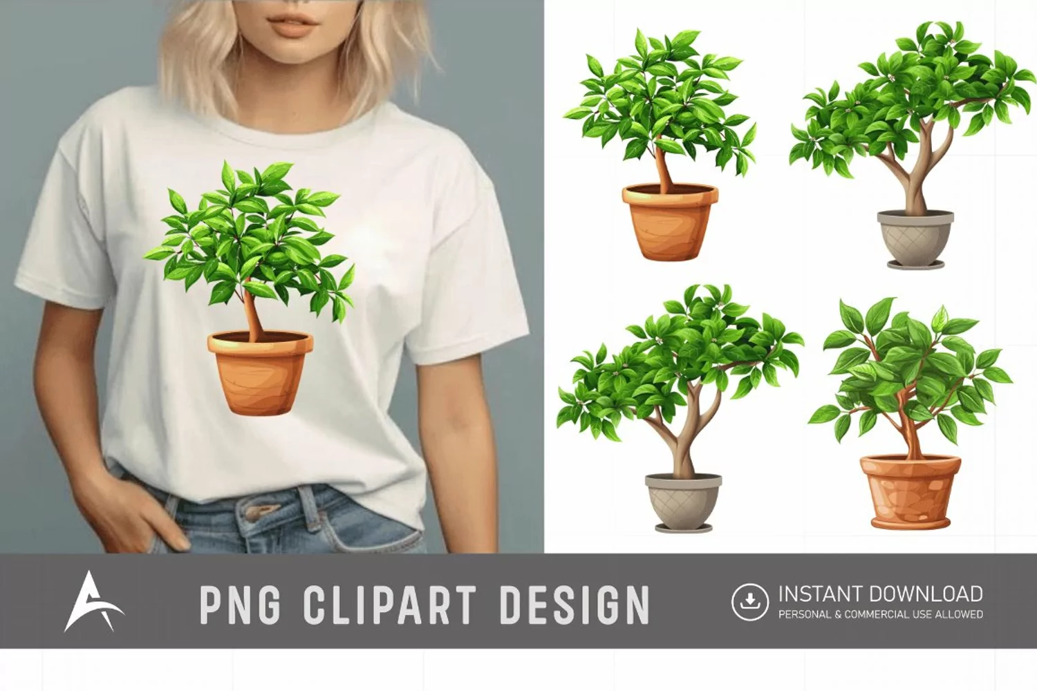 Watercolor Tree Pot Clipart product image 1