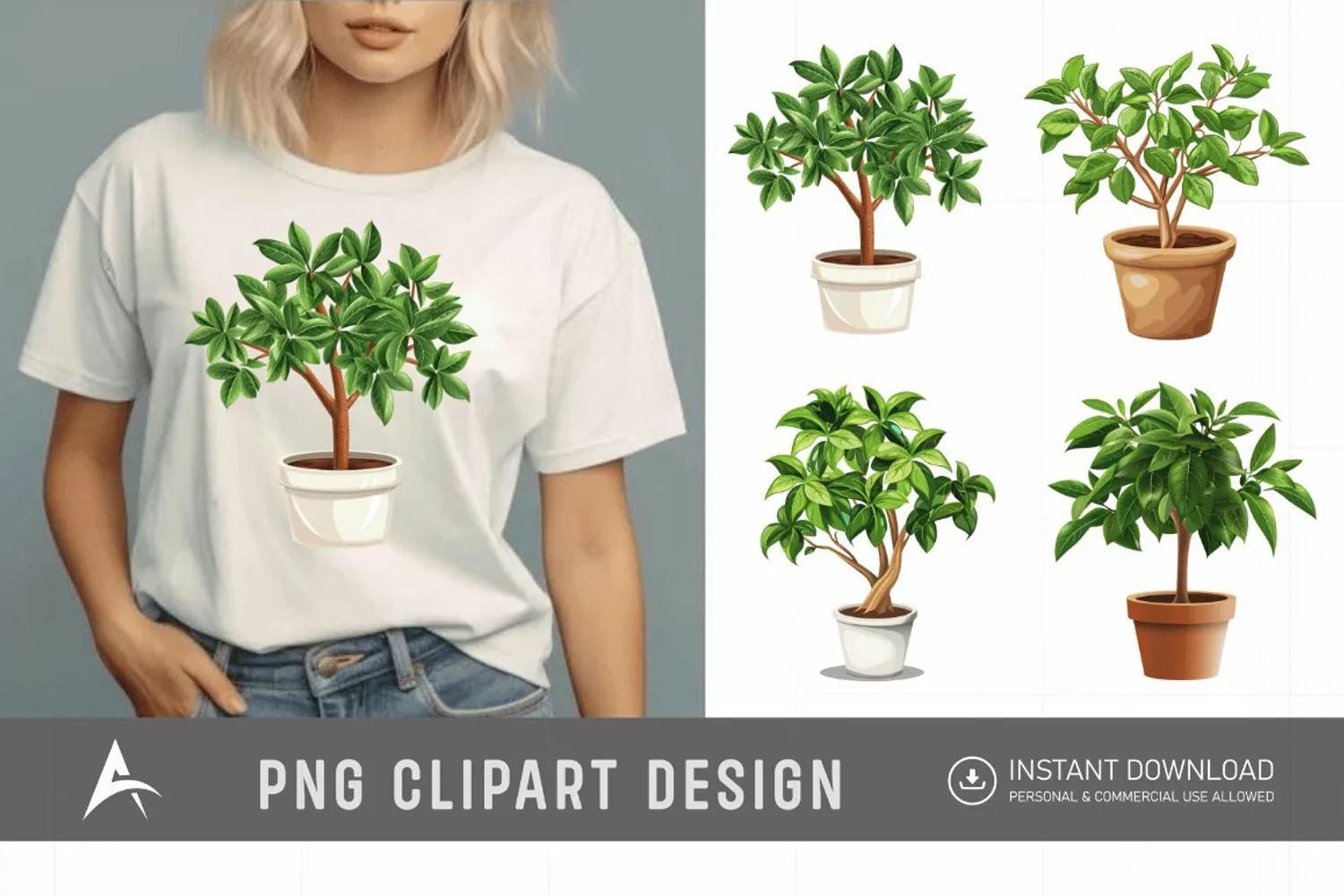Watercolor Tree Pot Clipart product image 1