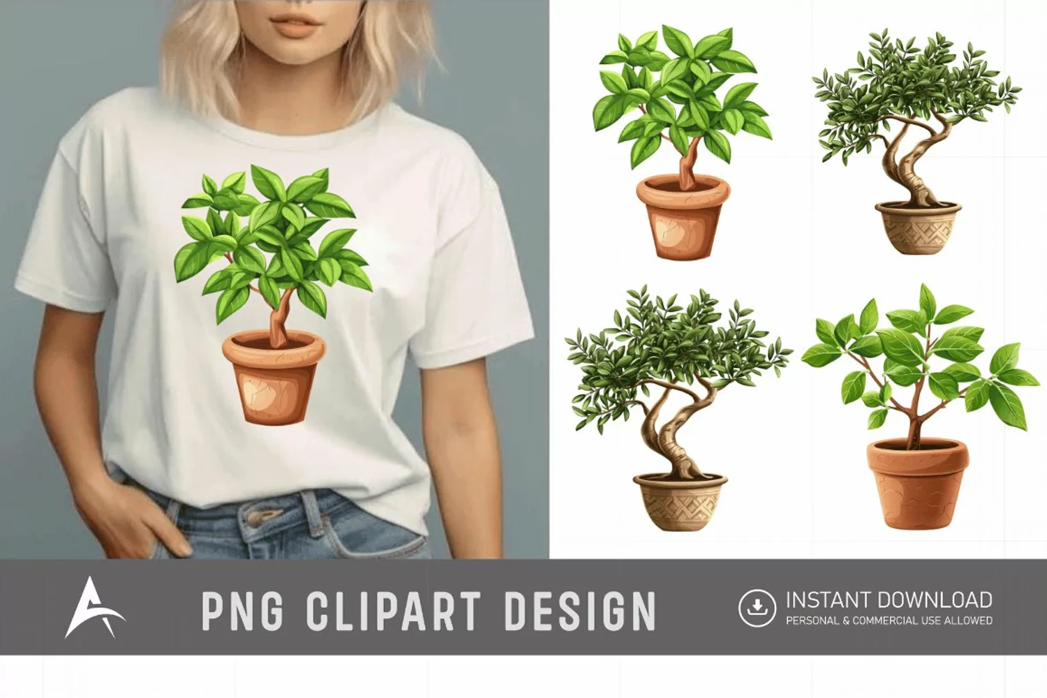 Watercolor Tree Pot Clipart product image 1