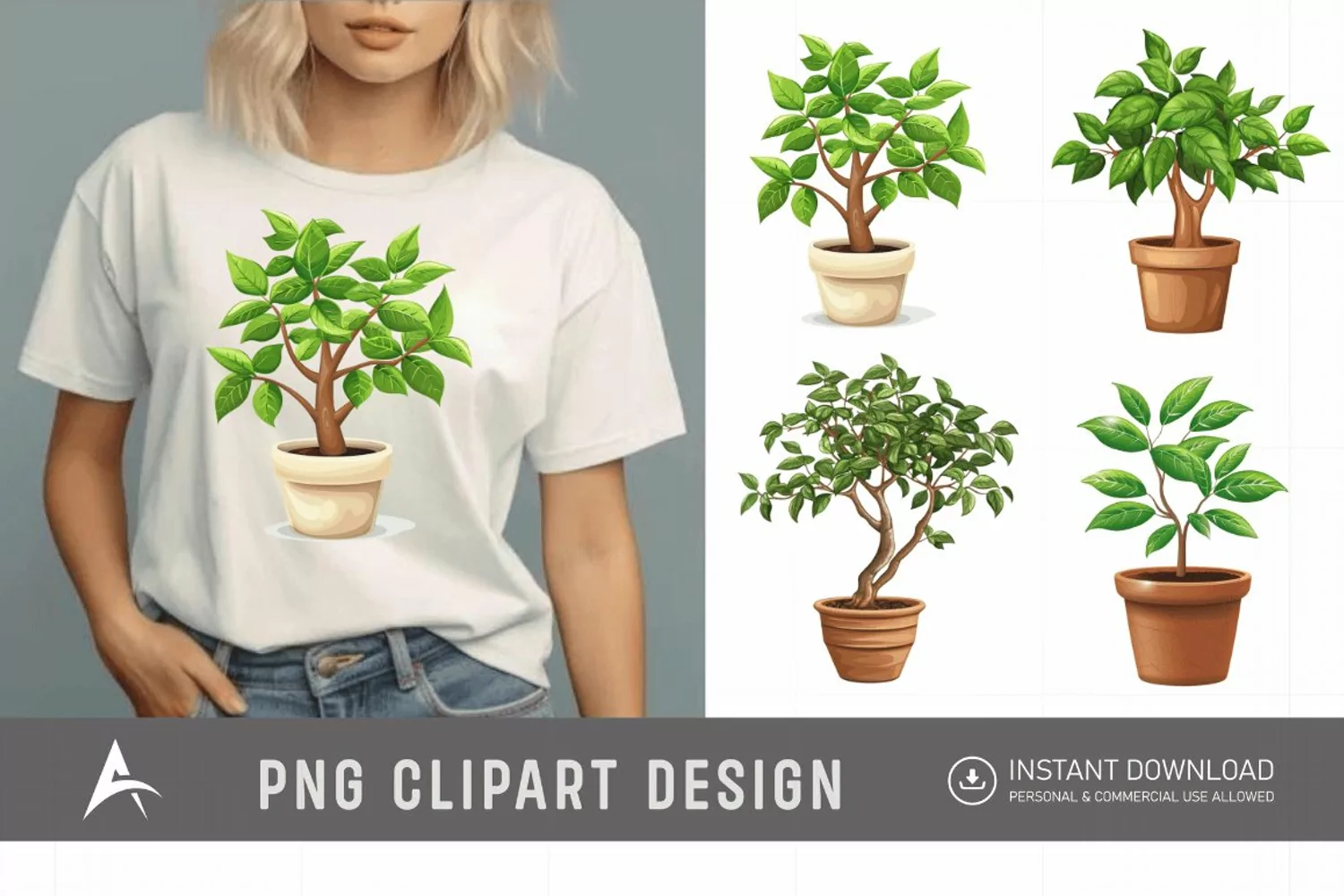Watercolor Tree Pot Clipart product image 1