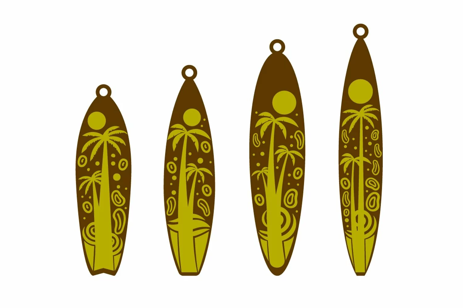 Lasercut Surfboard Beach Earrings - Laser Cutting SVG product image 1