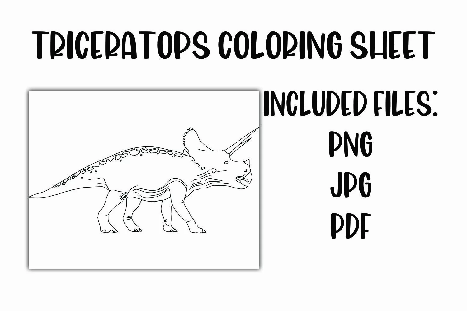 Triceratops Dinosaur Coloring Sheet product image 1