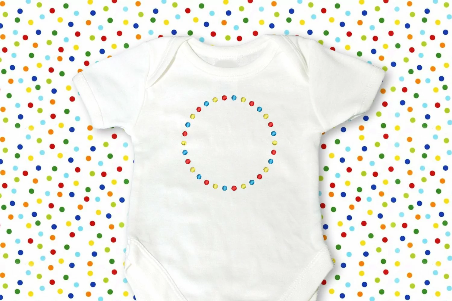 Tricolor Dot Round Monogram Frame Embroidery
