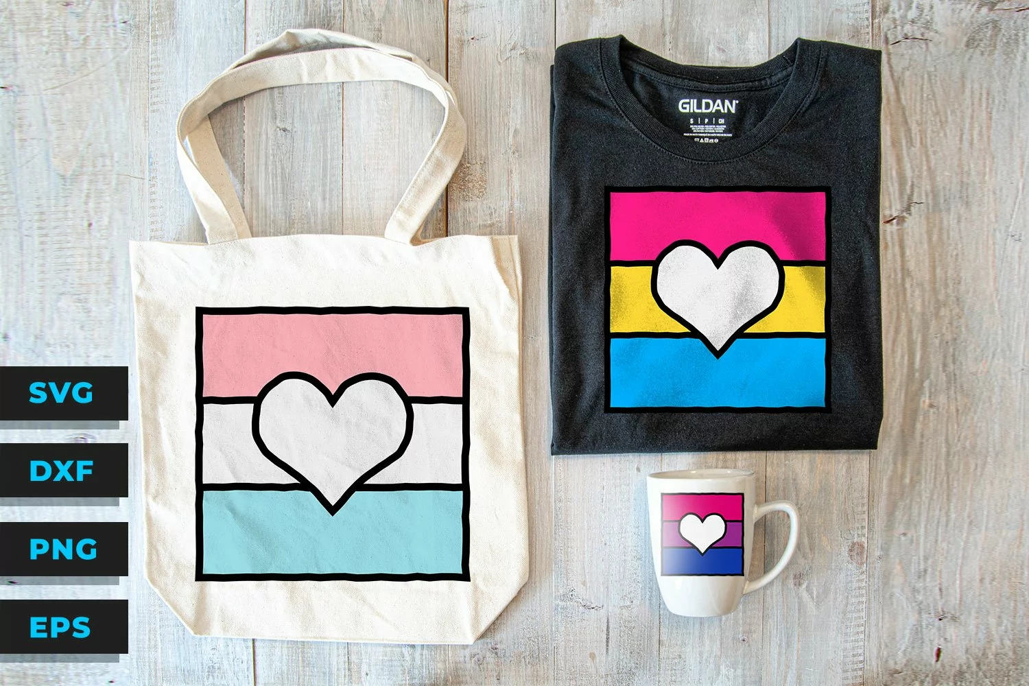 Tri-color LGBT Stained Glass with Heart SVG or Cut File product image 1