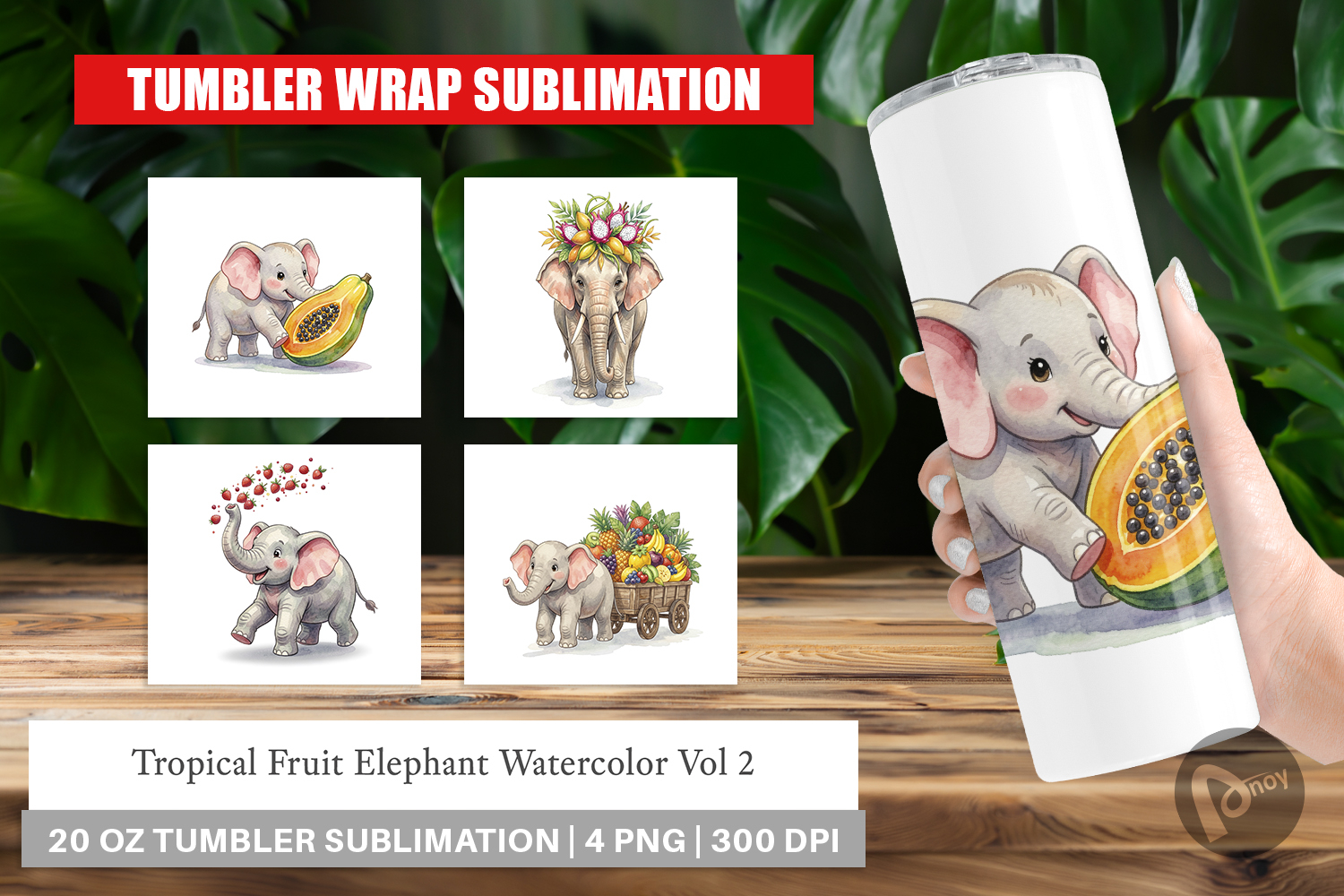 Tropical Fruit Elephant Tumbler product image 1
