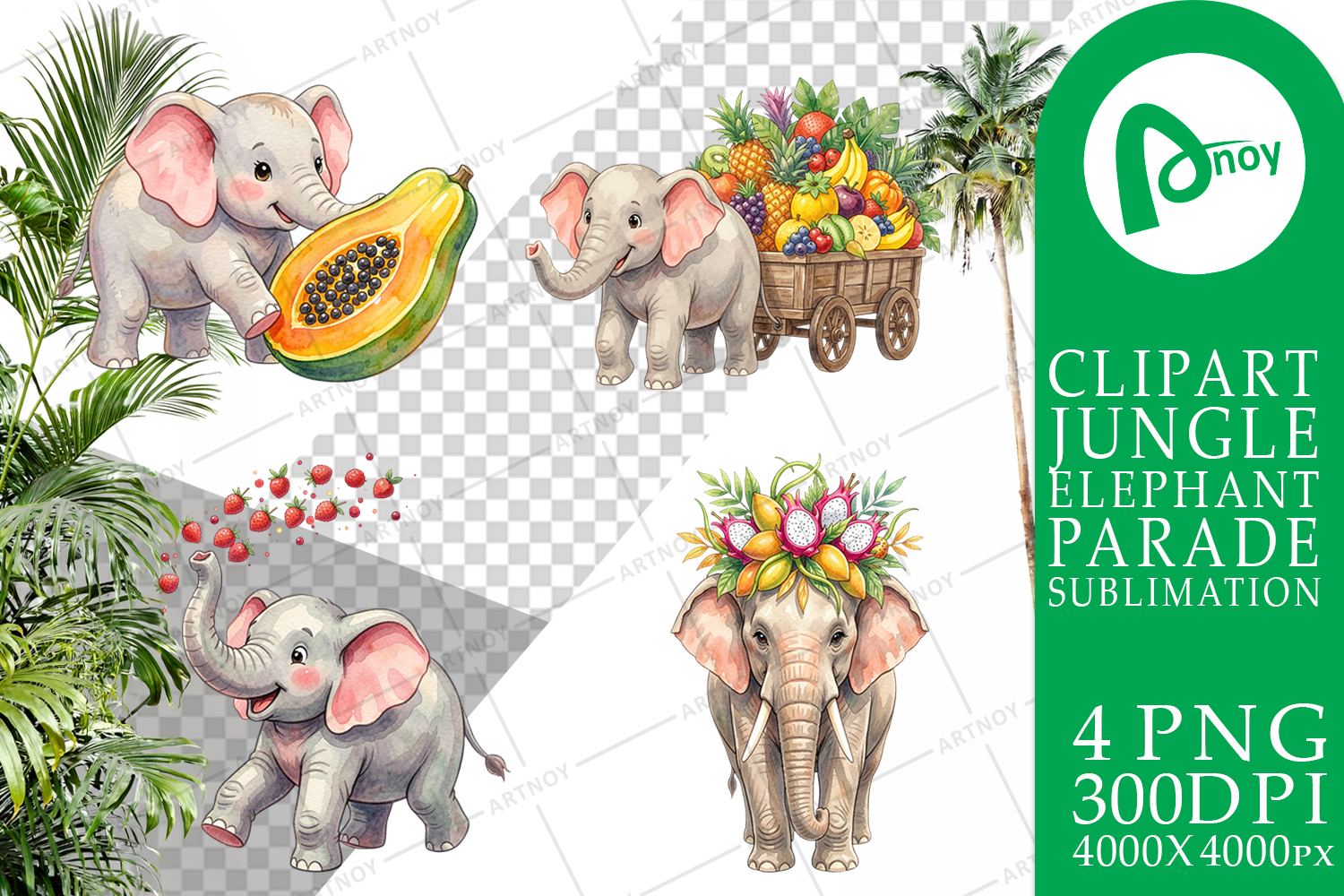 Tropical Fruit Elephant Sublimation product image 1