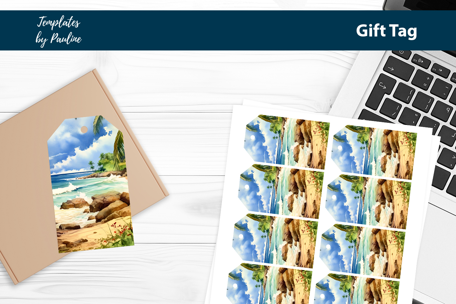 Beach Wedding Favor Tags Printable Template product image 1