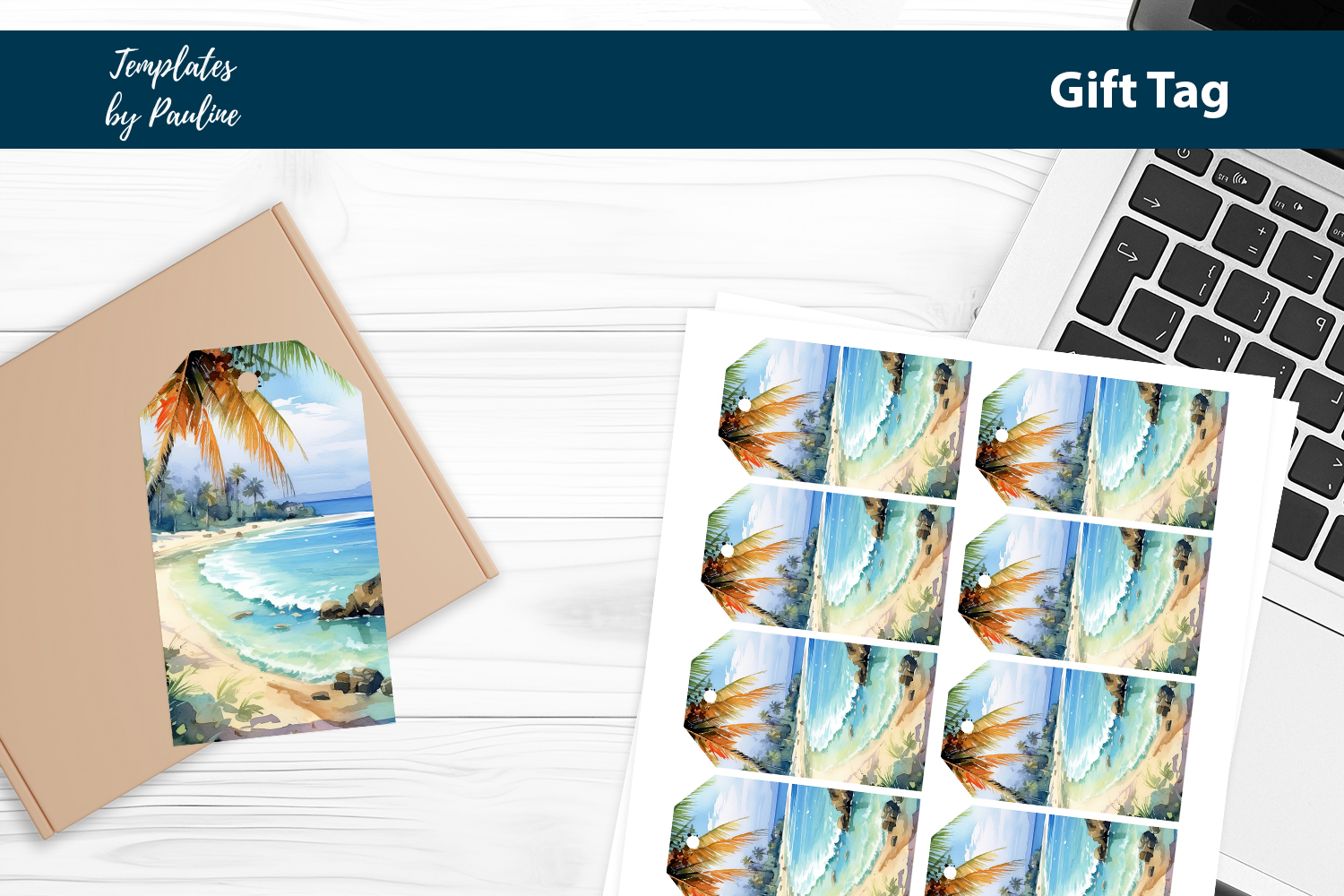 Tropical Beach Gift Tags Printable product image 1