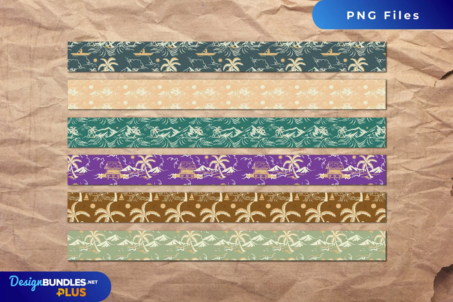 Tropical Island with Vintage Color Seamless Pattern Stripe product image 1