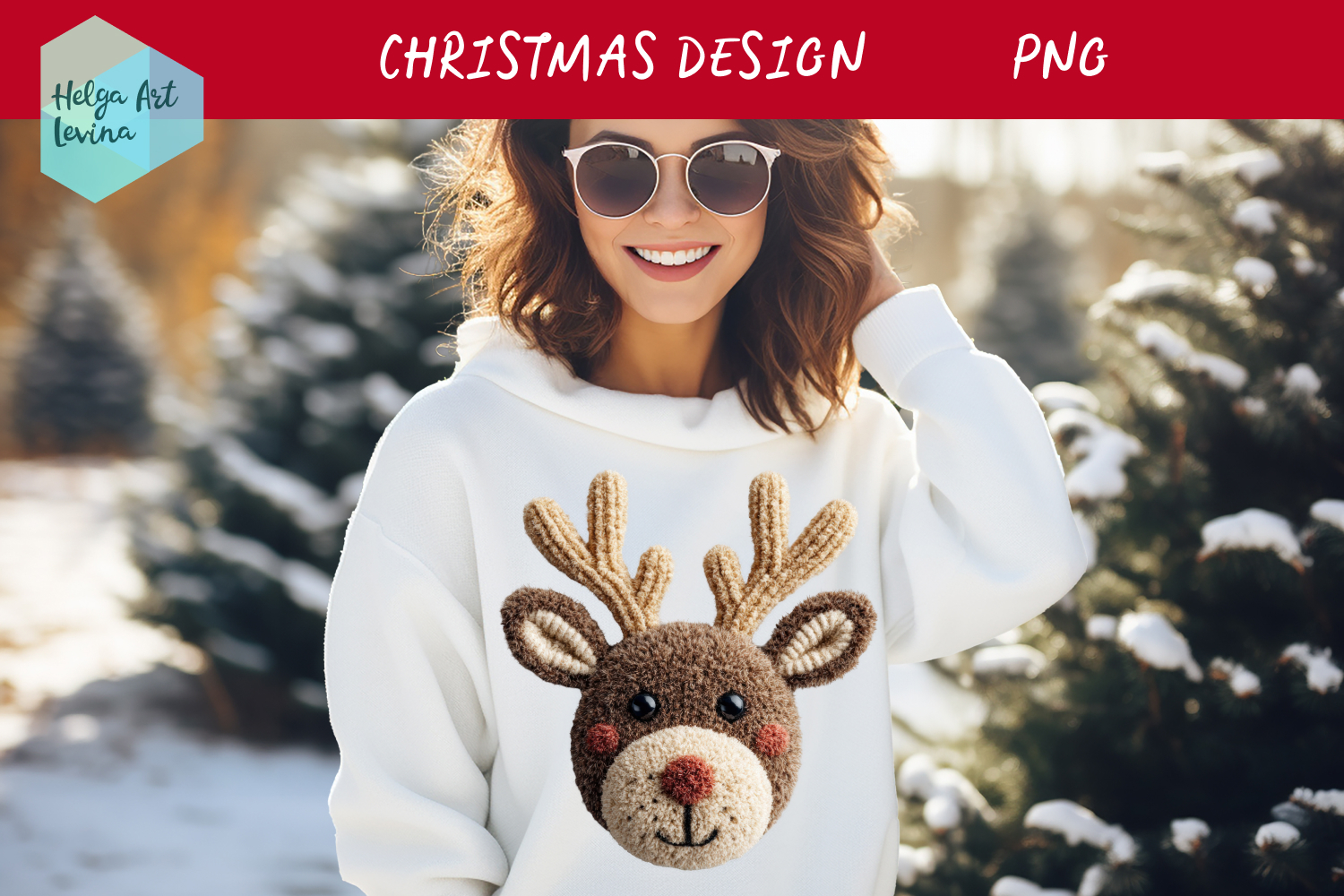 Latch Hook Yarn Christmas Sublimation | T-Shirt PNG product image 1