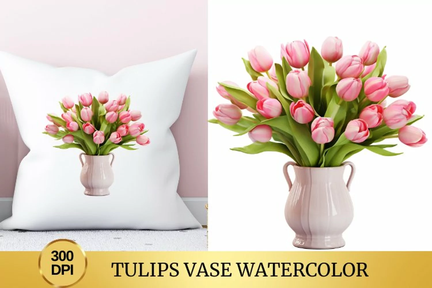 Tulips Vase Watercolor Clipart Flower product image 1